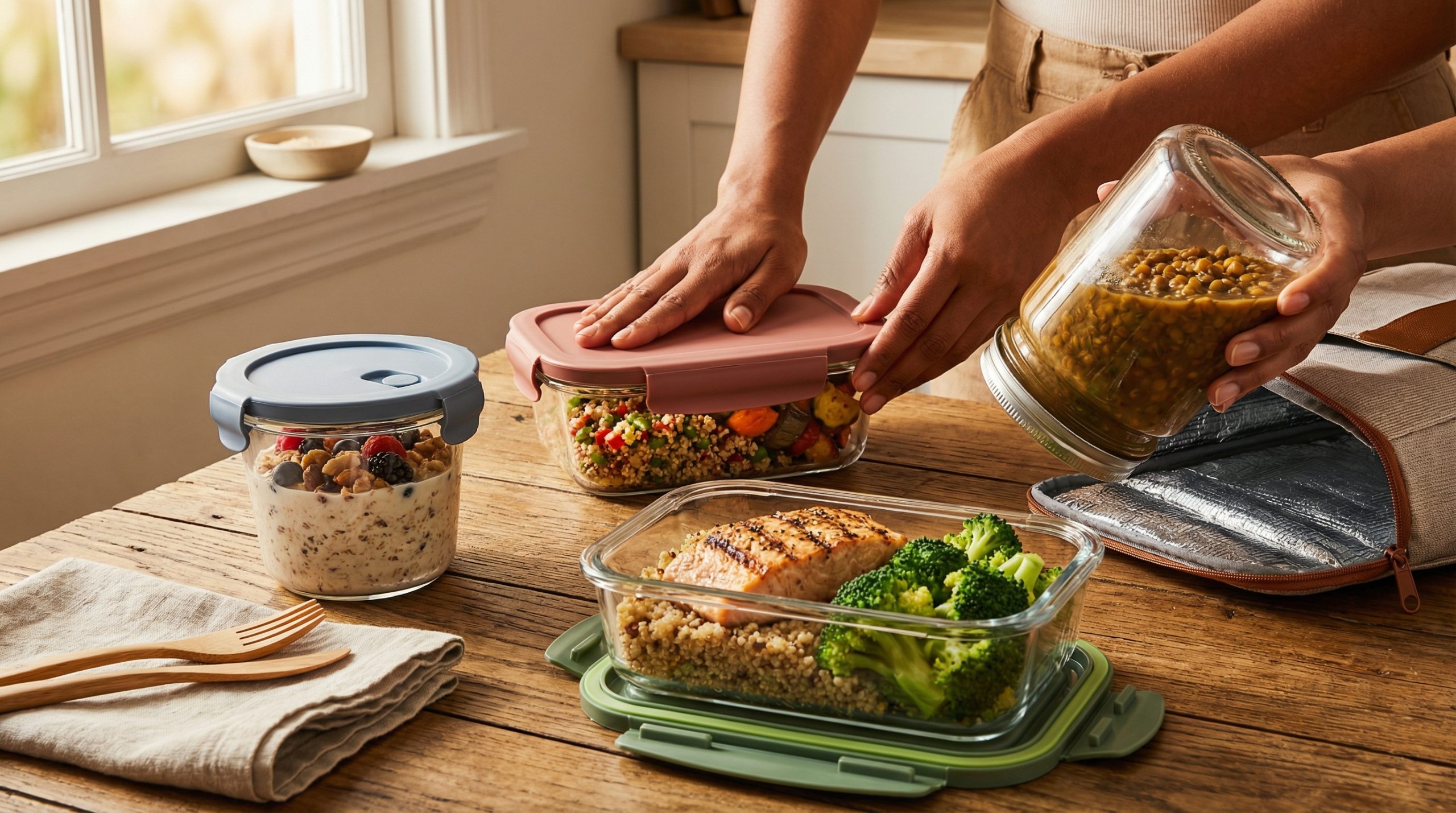 Leve café e jantar (sem vazar) em Marmitas por Refeição